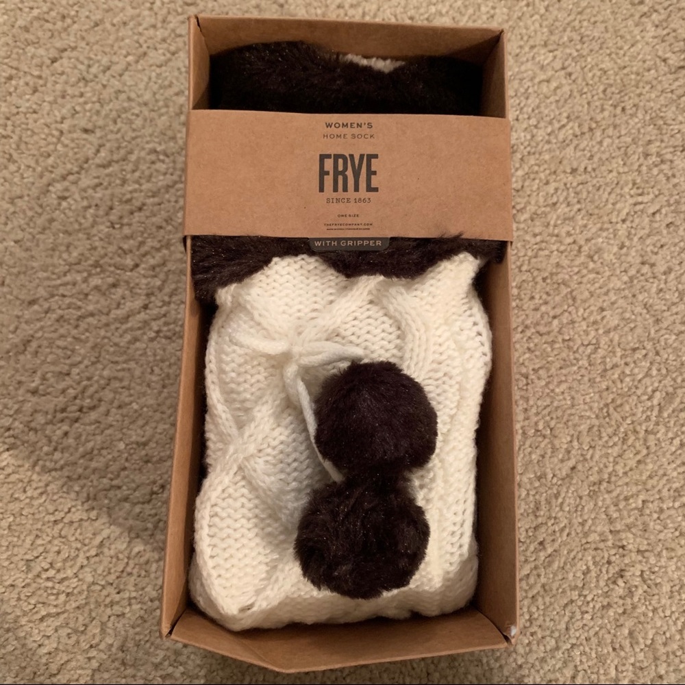 NWT Frye Cable Knit Fur Slipper Home Socks